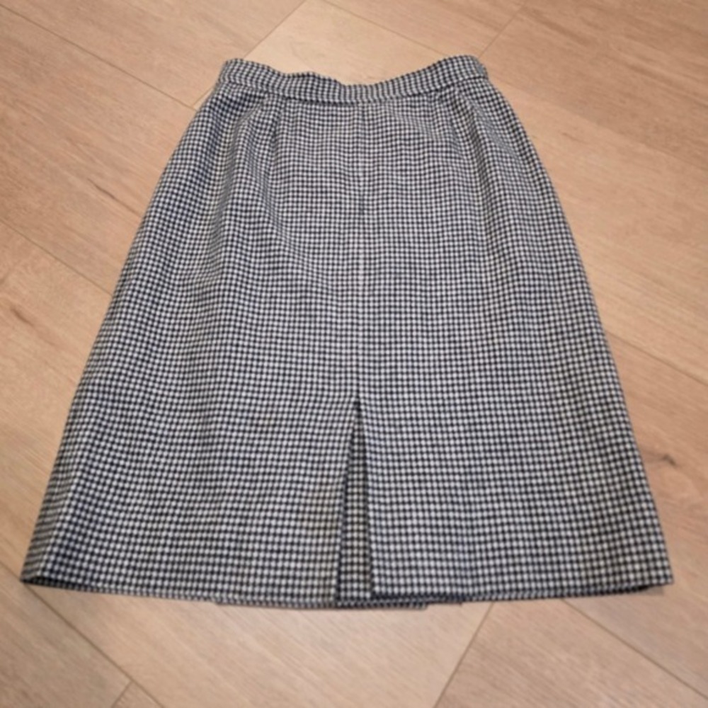 VTG Evan-Picone Saks Fifth Avenue Houndstooth Wool Pencil Skirt Black White 8P‎